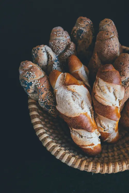 Basket of fresh-baked artisan bread