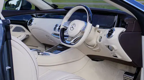 Spotless leather interior and dashboard after a full detail